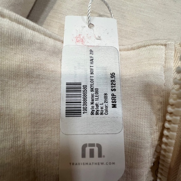 Travis Mathew Women's Skyloft Soft Half-Zip Sweatshirt, Sz Large, Cream, Golf - Picture 3 of 14